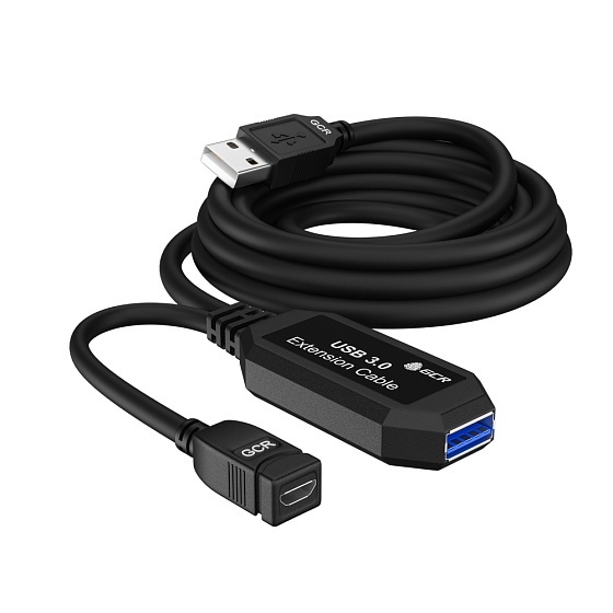 Купить GCR PRO Активный удлинитель USB 3.0 AM/AF с усилителем сигнала + доп питание MicroUSB GCR-51924 — российского бренда GCR