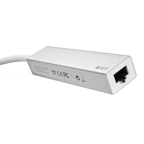 Купить GCR PRO USB Hub Type-C 4в1 на 3xUSB 3.0 5Gbps + Gigabit Ethernet RJ45   GCR-54603 — российского бренда GCR