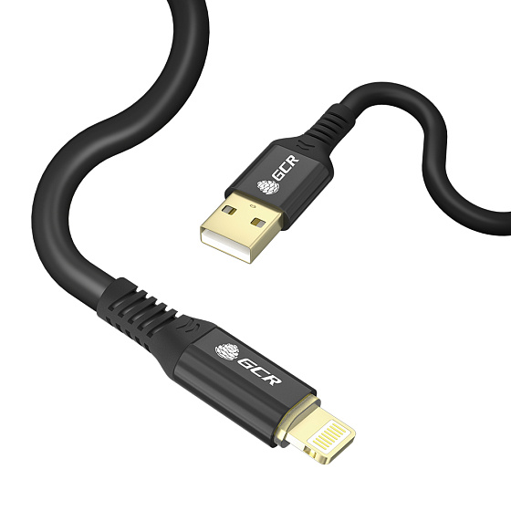 Купить GCR PRO Кабель AM/Lightning GOLD для iPhone Max 2.4A силикон GCR-53699 — российского бренда GCR