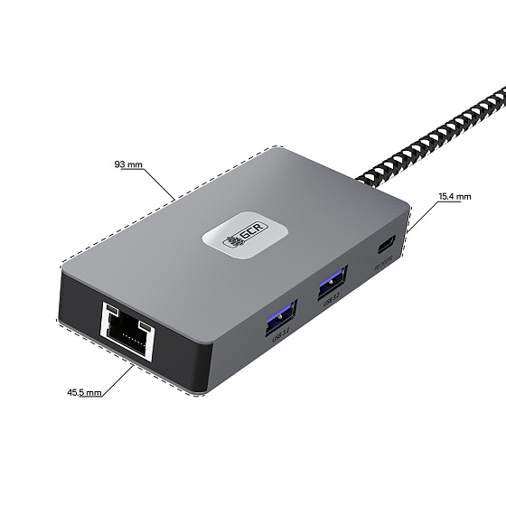 Купить GCR PRO Док-станция 6в1 USB Type-C на Type-C PD 100W + 3*USB3.2 + HDMI 4K60Hz + RJ45 1000Mbps GCR-57173 — российского бренда GCR