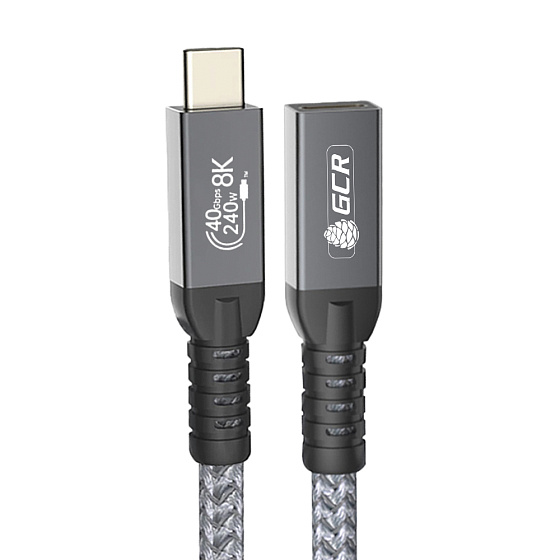 Купить GCR PRO Удлинитель USB4 Type-C 240W 40 Гбит/с 8K60Hz в оплетке текстиль GCR-57135 — российского бренда GCR