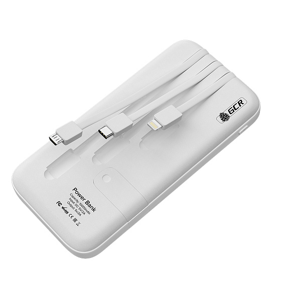 Купить GCR PowerBank 10000mAh встроенные кабели MicroUSB/Type-C/Lightning GCR-51974 — российского бренда GCR
