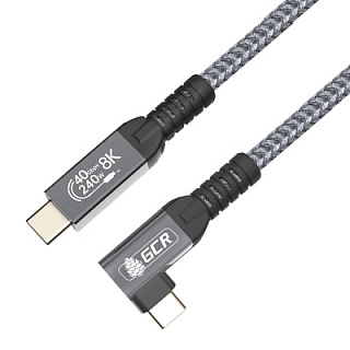 GCR PRO USB4 Type-C Angled Cable 240W 40Gbps 8K60Hz Side Connector textile