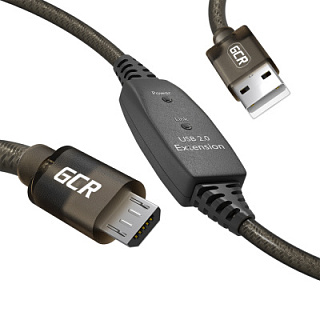 GCR PRO Active Cable USB 2.0 Micro USB with Signal Booster + DC