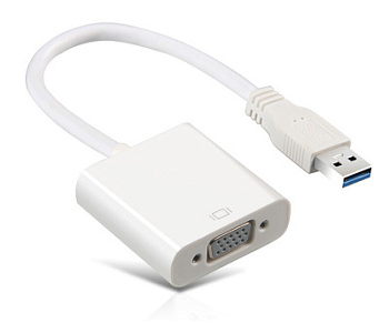 Конвертер переходник USB3.0  VGA15F GCR для подключения монитора FullHD 1080p 60Hz белый