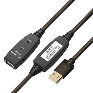 GCR PRO Extension Cable Active USB 2.0 AM/AF GOLD with Signal Booster + DC