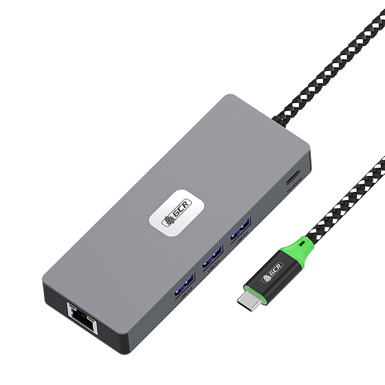 Купить GCR PRO Док-станция 8в1 Type-C USB Hub 5Gbps PD 100W 4K60Hz HDMI/DP RJ45 1000Mbps GCR-57158 — российского бренда GCR