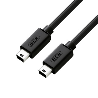 GCR PRO Кабель PROF 0.2m USB 2.0, MiniUSB, M/M, черный, 28/28 AWG, экран, армирование, заземление, морозостойкий