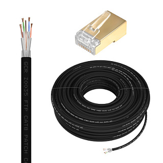 GCR PRO LAN Cable DIY twisted pair in a reel, LSZH SF/FTP cat.8 + RJ-45 8p8c connector included
