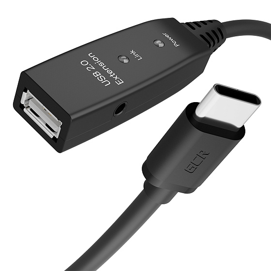 Купить GCR PRO Активный кабель переходник Type-C на AF USB 2.0 кабель с усилителем сигнала + доп питание GCR-55534 — российского бренда GCR