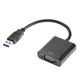 GCR Конвертер-переходник USB 3.0 AM > VGA 15F, черный