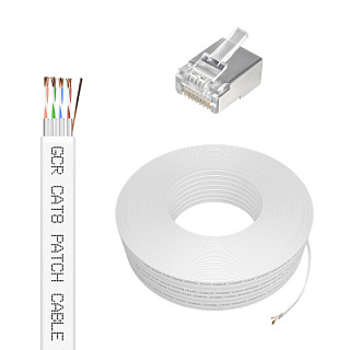 GCR PRO Cable LAN DIY twisted pair flat FTP cat.8 CU LSZH + RJ-45 8p8c connectors
