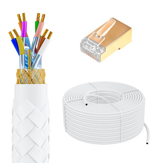 GCR PRO Cable LAN DIY twisted pair S/FTP cat.8 CU textile + RJ-45 8p8c