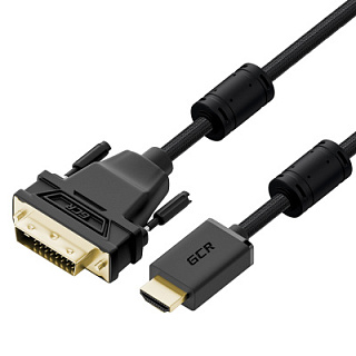 GCR PRO Adapter Cable PROF HDMI-DVI-D ferrites 3X shielding textile