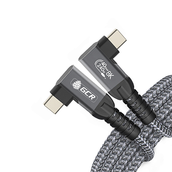 Купить GCR PRO Кабель угловой USB4 Type-C 240W 40Гбит/с 8K60Hz боковые разъемы в оплетке текстиль GCR-57134 — российского бренда GCR