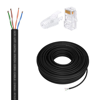 GCR PRO LAN Cable DIY twisted pair in a reel, UTP cat.5e, CCA+RJ-45 connector cat.5e UTP 8p8c