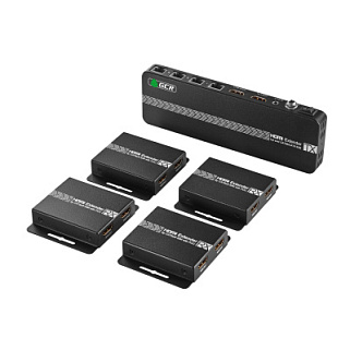 GCR Разветвитель-удлинитель HDMI по витой паре 1080P до 50~70m, 1х4 до 9 дисплеев, передатчик+приемники(2хHDMI), поддержка IR, POC & EDID, Loop out TX