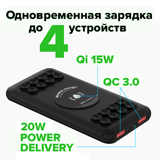 Купить GCR PowerBank 10000mAh/20000mAh беспроводная зарядка Qi GCR-55039 — российского бренда GCR