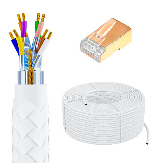 GCR PRO Cable LAN DIY twisted pair F/FTP cat.7 CU textile + RJ-45 8p8c