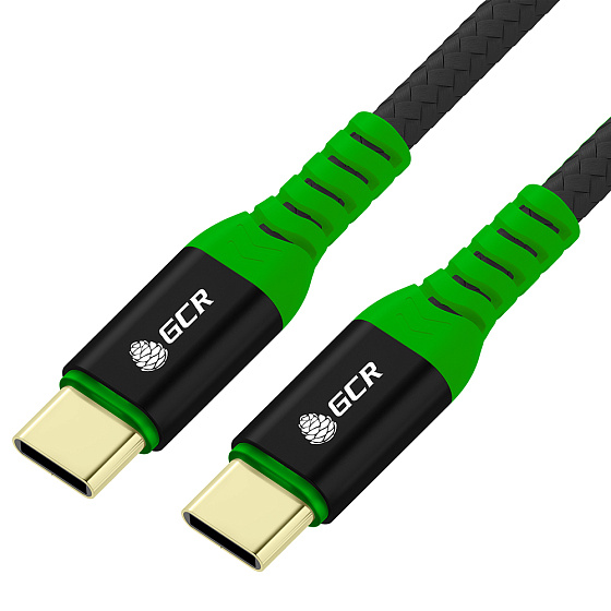 Купить GCR PRO Кабель Type-C/Type-C 60W PD в оплетке нейлон GOLD GCR-56751 — российского бренда GCR