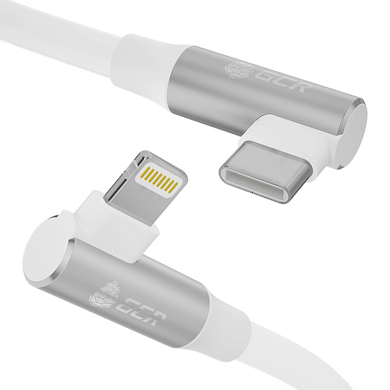 Купить GCR PRO Кабель угловой TypeC/Lightning быстрая зарядка 18W PD короткий для PowerBank силикон GCR-55514 — российского бренда GCR