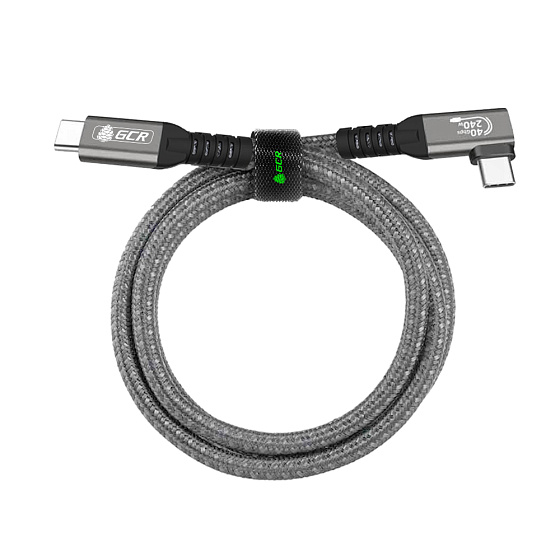 Купить GCR PRO Кабель угловой USB4 Type-C 240W 40Гбит/с 8K60Hz боковой разъем в оплетке текстиль GCR-57119 — российского бренда GCR