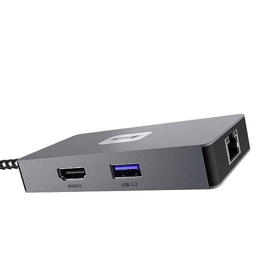 Купить GCR PRO Док-станция 6в1 USB Type-C на Type-C PD 100W + 3*USB3.2 + HDMI 4K60Hz + RJ45 1000Mbps GCR-57173 — российского бренда GCR