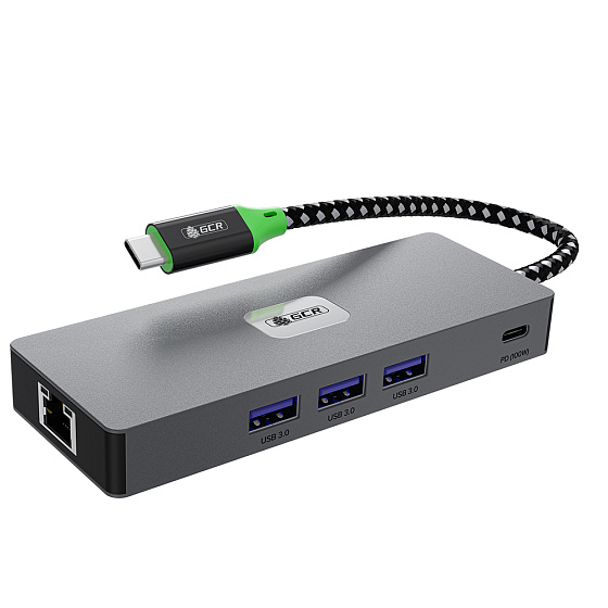 Купить GCR PRO Док-станция 8в1 Type-C USB Hub 5Gbps PD 100W 4K60Hz HDMI/DP RJ45 1000Mbps GCR-57158 — российского бренда GCR