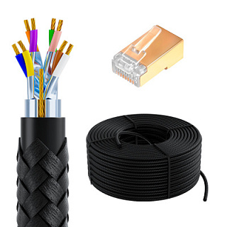 GCR PRO Cable LAN DIY twisted pair F/FTP cat.7 CU textile + RJ-45 8p8c