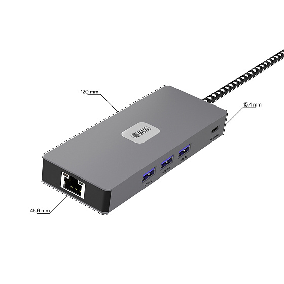 Купить GCR PRO Док-станция 8в1 Type-C USB Hub 5Gbps PD 100W 4K60Hz HDMI/DP RJ45 1000Mbps GCR-57158 — российского бренда GCR