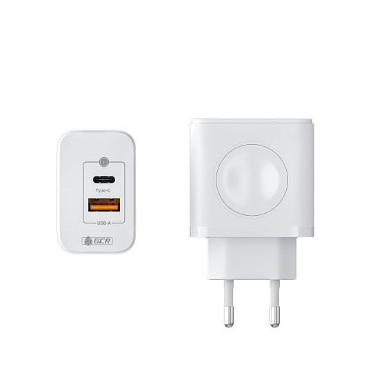 Купить GCR Сетевое зарядное устройство 3в1 GaN 20W QC/PD USB+USB-C+беспроводная 3W GCR-56576 — российского бренда GCR