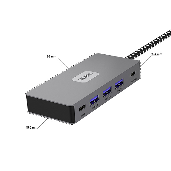 Купить GCR PRO Док-станция 7в1 Type-C USB HUB 5Gbps PD 100W OTG 4K 30Hz HDMI  GCR-57174 — российского бренда GCR