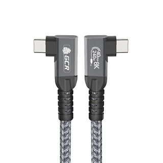 GCR PRO USB4 Type-C Angled Cable 240W 40Gbps 8K60Hz Side Connectors textil