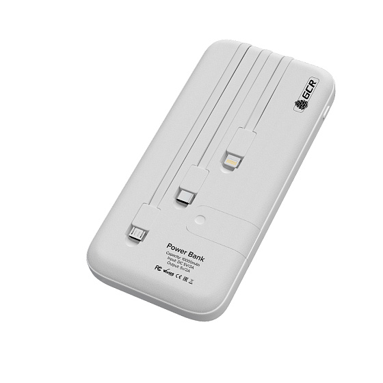 Купить GCR PowerBank 10000mAh встроенные кабели MicroUSB/Type-C/Lightning GCR-51974 — российского бренда GCR