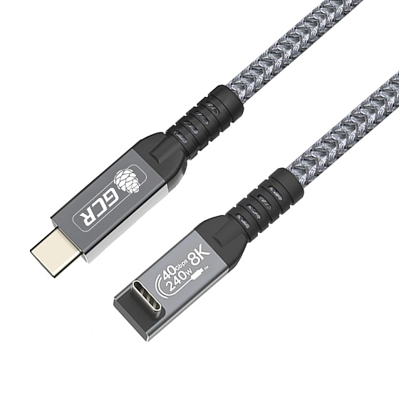 Купить GCR PRO Кабель угловой USB4 Type-C 240W 40Гбит/с 8K60Hz Г-образный в оплетке текстиль GCR-57123 — российского бренда GCR