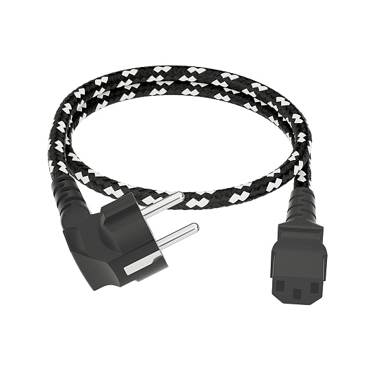 Купить GCR PRO Кабель питания в оплетке текстиль евровилка Schuko - C13 медь GCR-55090 — российского бренда GCR
