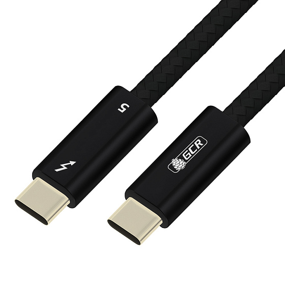 Купить GCR Кабель Type-C Thunderbolt 5 в оплетке текстиль 80Gbps 240W 16K60Hz M/M GOLD GCR-58251 — российского бренда GCR