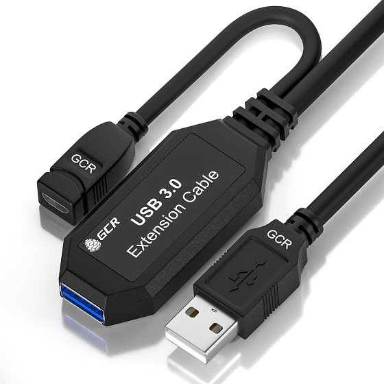 Купить GCR PRO Активный удлинитель USB 3.0 AM/AF с усилителем сигнала + доп питание MicroUSB GCR-51924 — российского бренда GCR