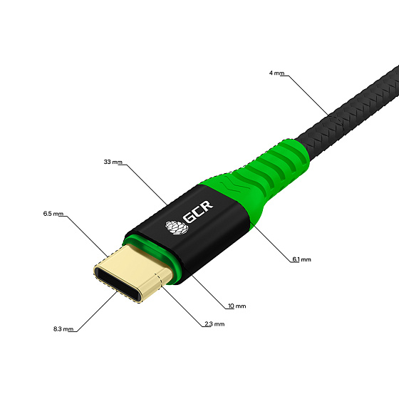 Купить GCR PRO Кабель Type-C/Type-C 60W PD в оплетке нейлон GOLD GCR-56751 — российского бренда GCR