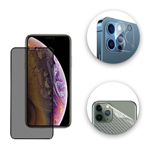 3 in 1 Protective Glass Kit Screen Protector Camera Cover Back Protective Film for iPhone 12 Pro Premium Quality