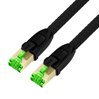 GCR PRO Patch cord textile PROF cat.8 S/FTP CU RJ45 GOLD T568B