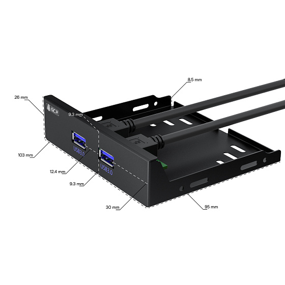 Купить GCR PRO Планка в корпус отсек 3.5 USB 3.0 1 порт 20pin на 2 внешних порта GCR-20P2UF3 — российского бренда GCR