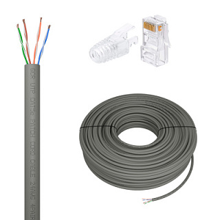 GCR PRO LAN Cable DIY twisted pair in a reel, UTP cat.5e, CCA+RJ-45 connector cat.5e UTP 8p8c