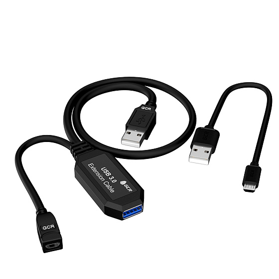 Купить GCR PRO Активный удлинитель USB 3.0 AM/AF с усилителем сигнала + доп питание MicroUSB GCR-51924 — российского бренда GCR