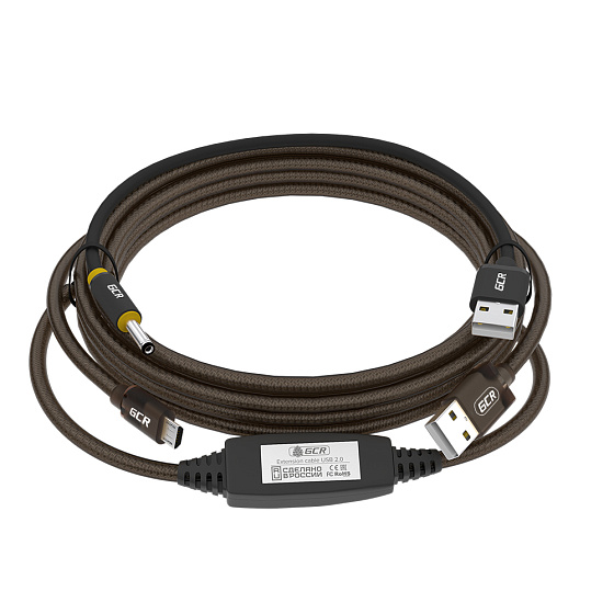 Купить GCR PRO Активный кабель USB 2.0 Micro USB с усилителем сигнала + доп питание DC GCR-53812 — российского бренда GCR