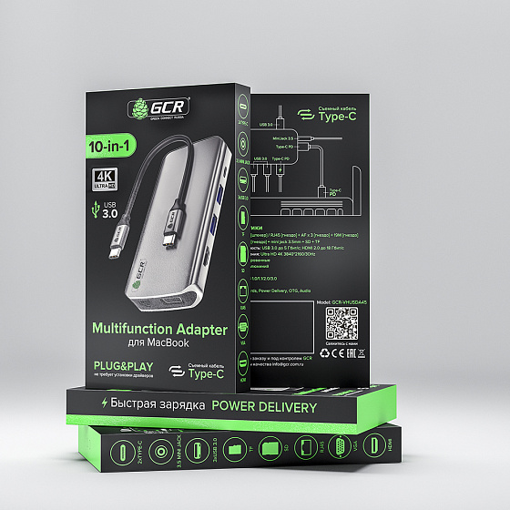 Купить GCR PRO Док-станция 10в1 Type-C USB HUB 5Gbps PD 4K HDMI VGA Ethernet Audio GCR-VHUSDA45 — российского бренда GCR