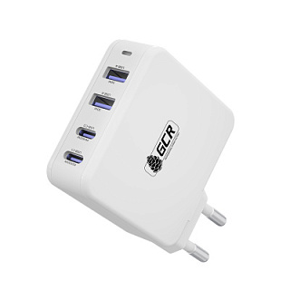 GCR PRO Сетевое зарядное устройство 100W, 2 USB + 2 TypeC, GaN Tech Quick Charger, PD 3.0, белый