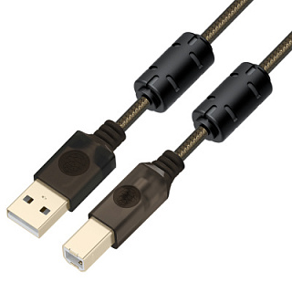 GCR PRO Cable PROF USB 2.0 AM/BM GOLD ferrites shielding with braid