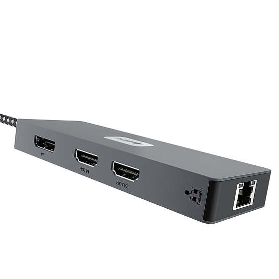 Купить GCR PRO Док-станция 8в1 Type-C USB Hub 5Gbps PD 100W 4K60Hz HDMI/DP RJ45 1000Mbps GCR-57158 — российского бренда GCR