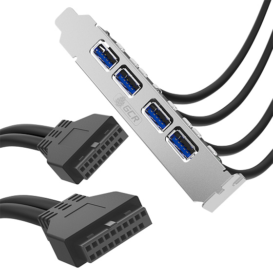 Купить GCR PRO Планка в корпус USB 3.0 2 порта 20 pin на 4 внешних порта GCR-55564 — российского бренда GCR